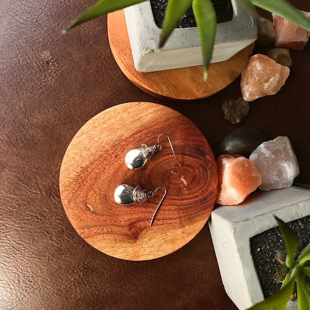 -Silver & Gold Tear drop dangling earrings